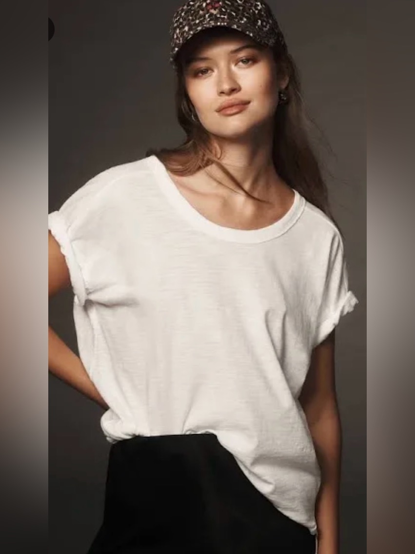 Anthropologie Pilcro Perfect Oversized T-Shirt In White Putty